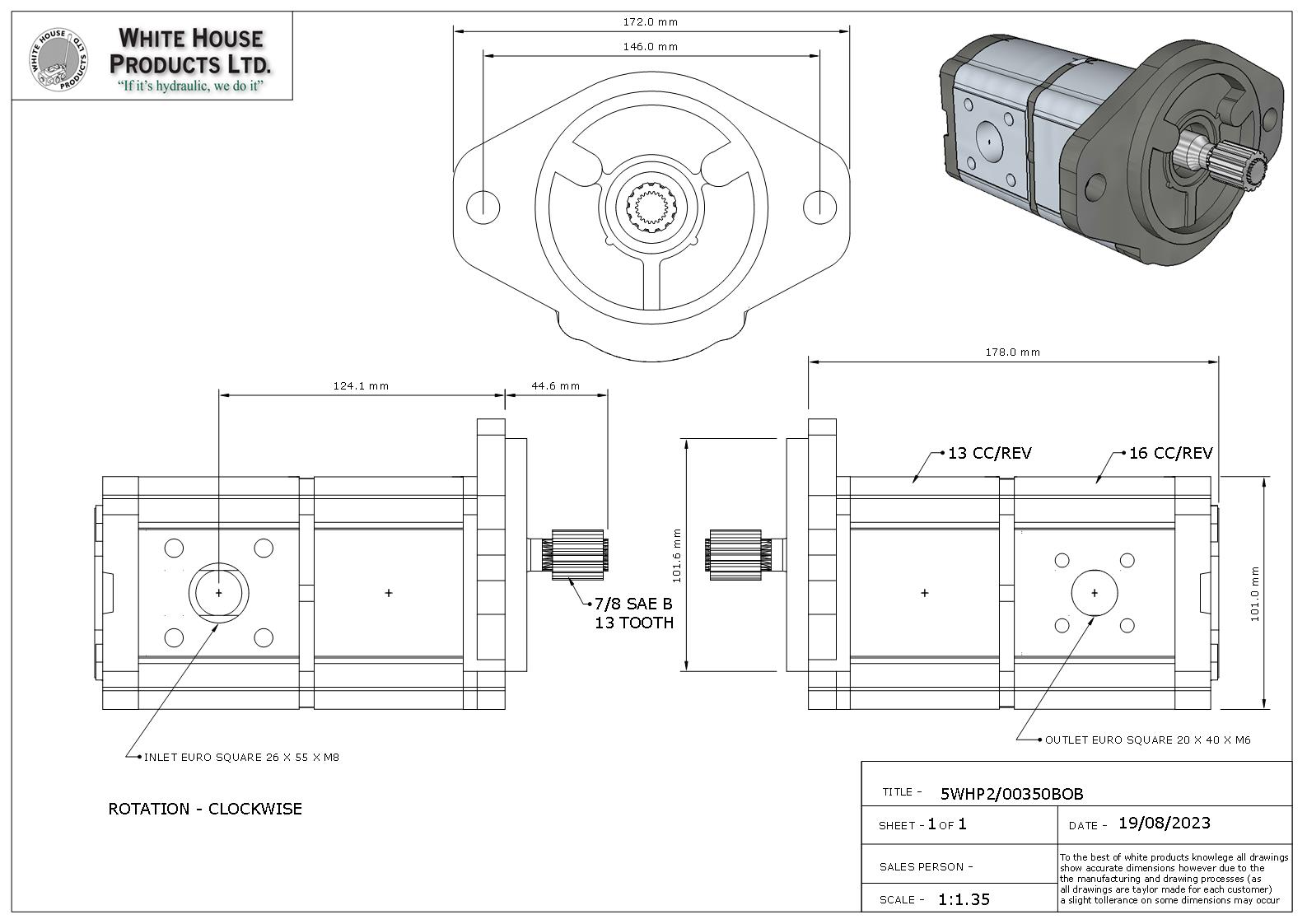5WHP2/00350BOB - REPLACEMENT FOR: 66600350 - White House Products, Ltd