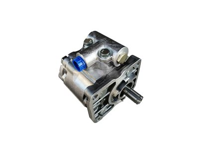 New hydraulic pump for truck closeup isolated on white background. Spare parts.